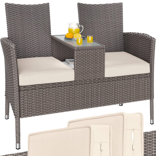 Casaria Garten Balkon Bank UV-beständig Creme