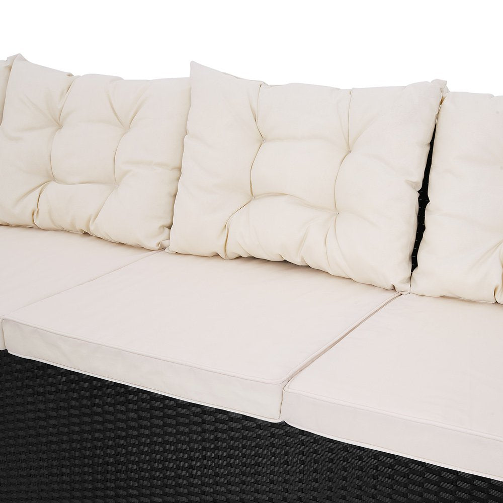Casaria Garten Lounge Set mit WPC Tisch & Kissen Schwarz