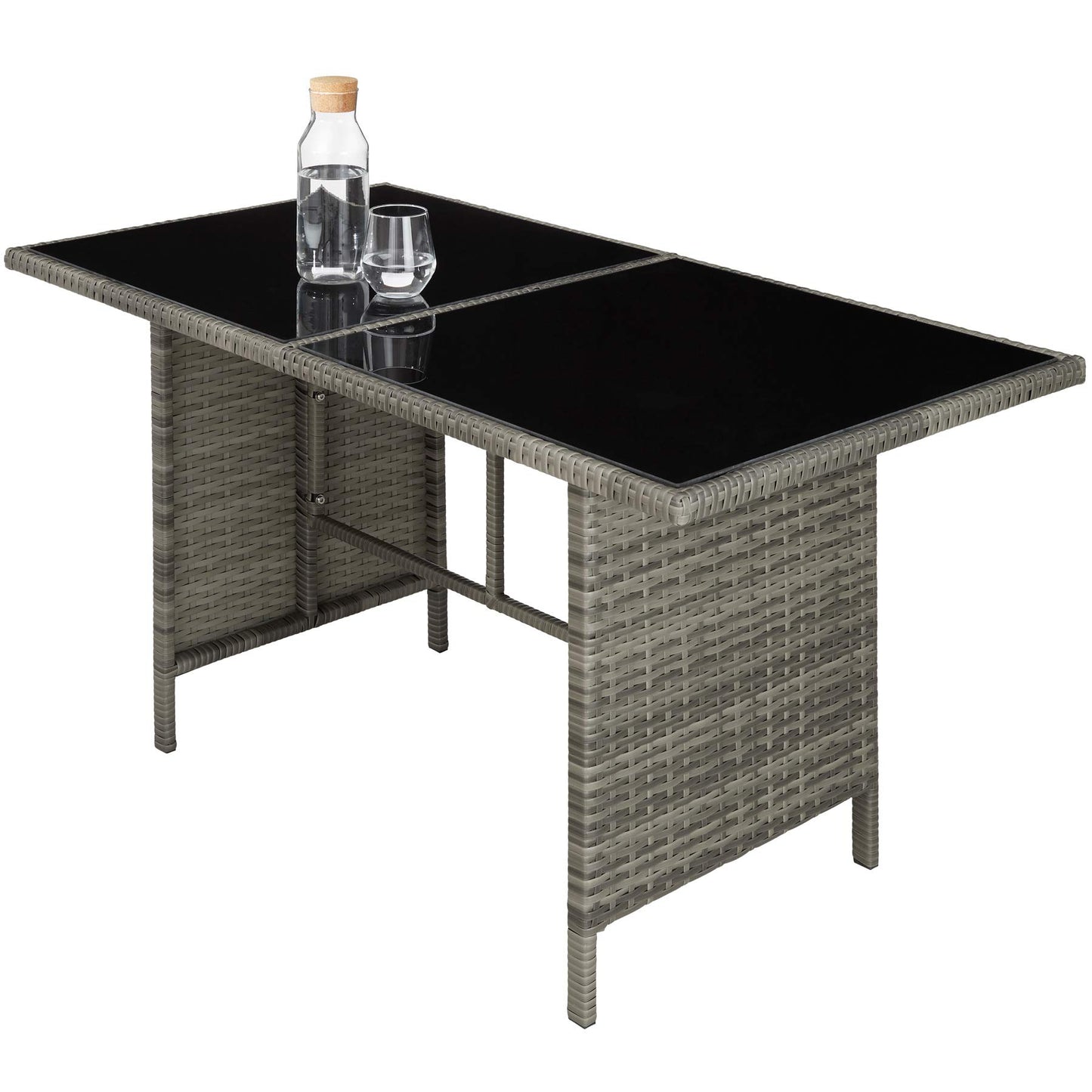 tectake Rattan Gartenlounge 5-teilig mit Kissen Grau