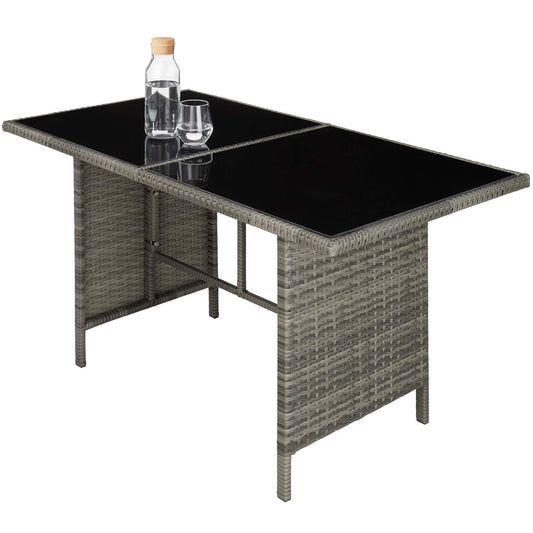 tectake Rattan Gartenlounge 5-teilig mit Kissen Grau