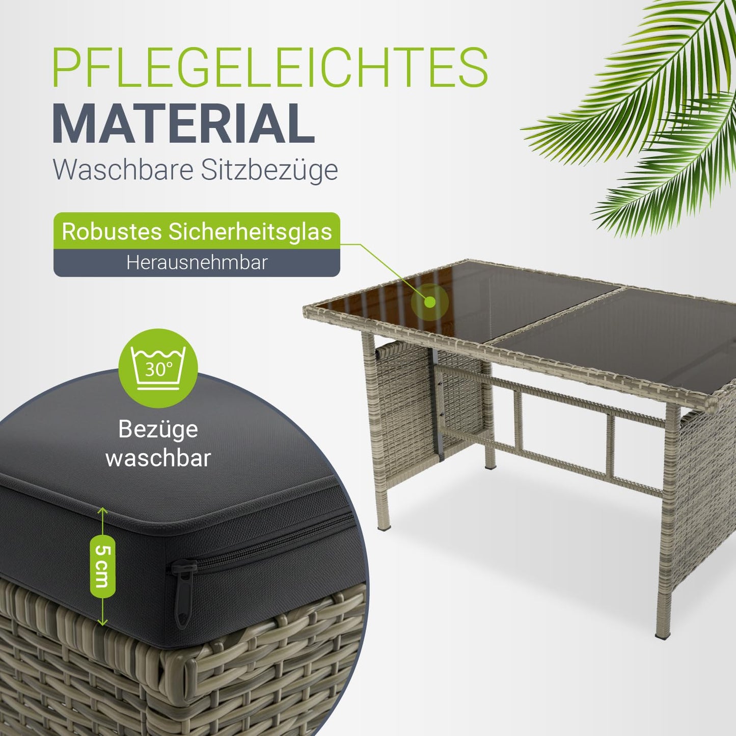 Juskys Manacor Gartenmöbel Set, Ecksofa, 2 Hocker & Kissen
