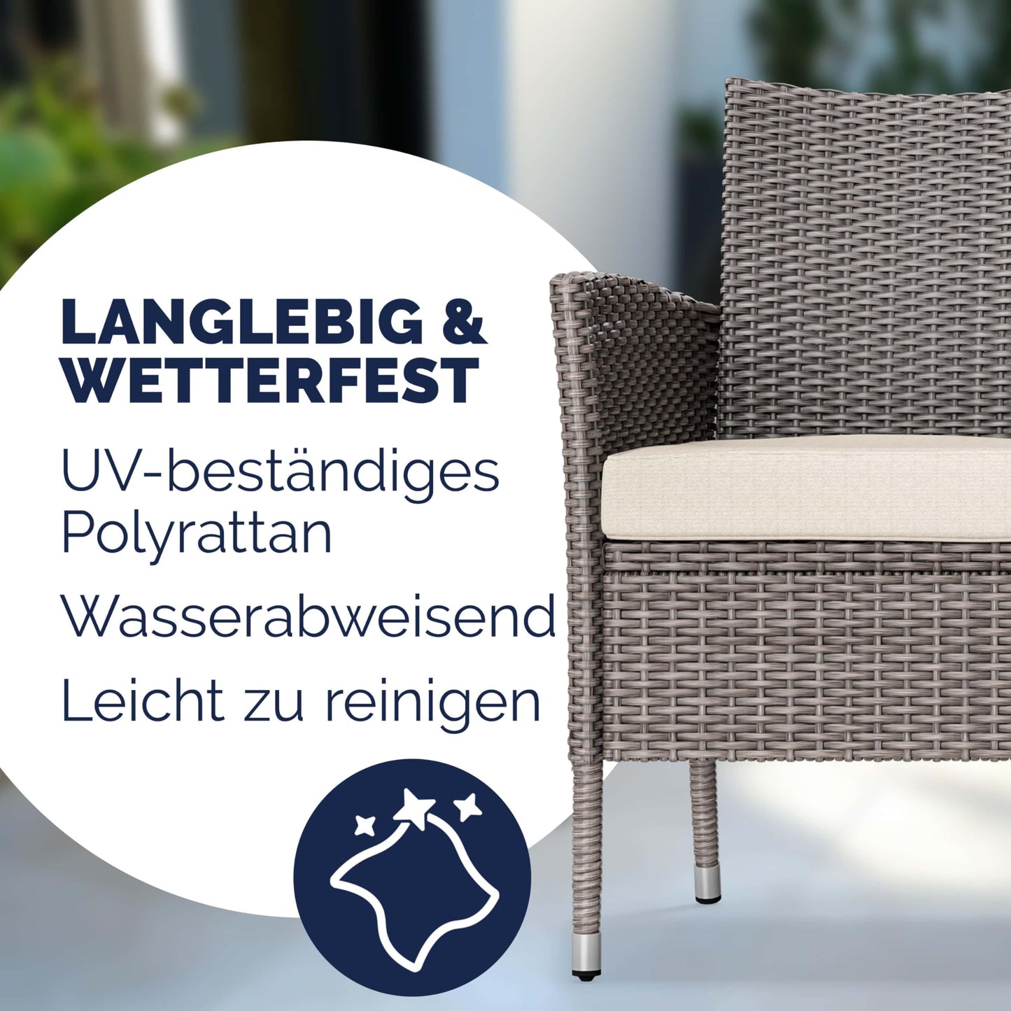 Casaria Garten Balkon Bank UV-beständig Creme