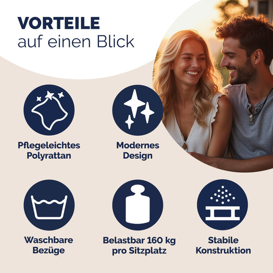Casaria Garten Balkon Bank UV-beständig Creme