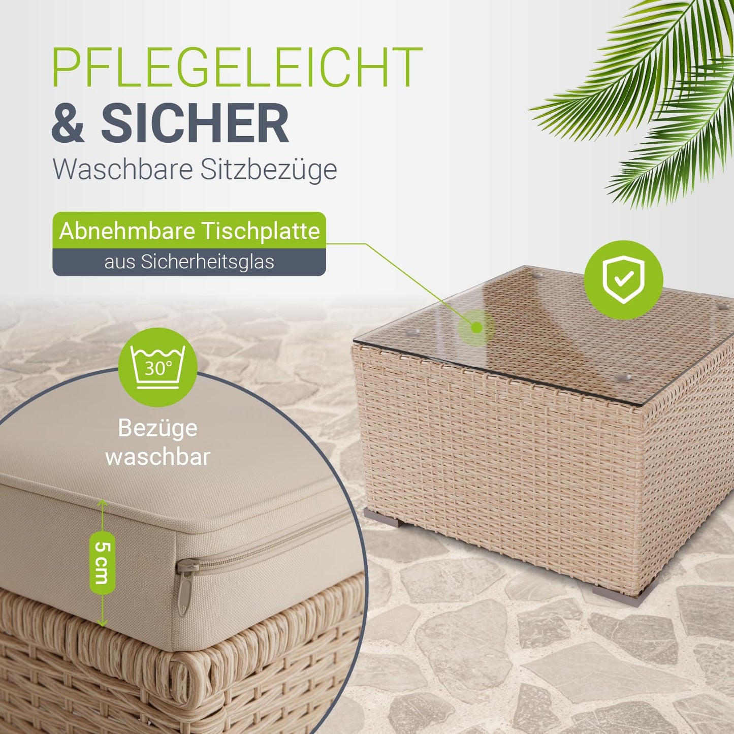 Juskys Punta Cana M Gartenlounge mit Kissen Creme
