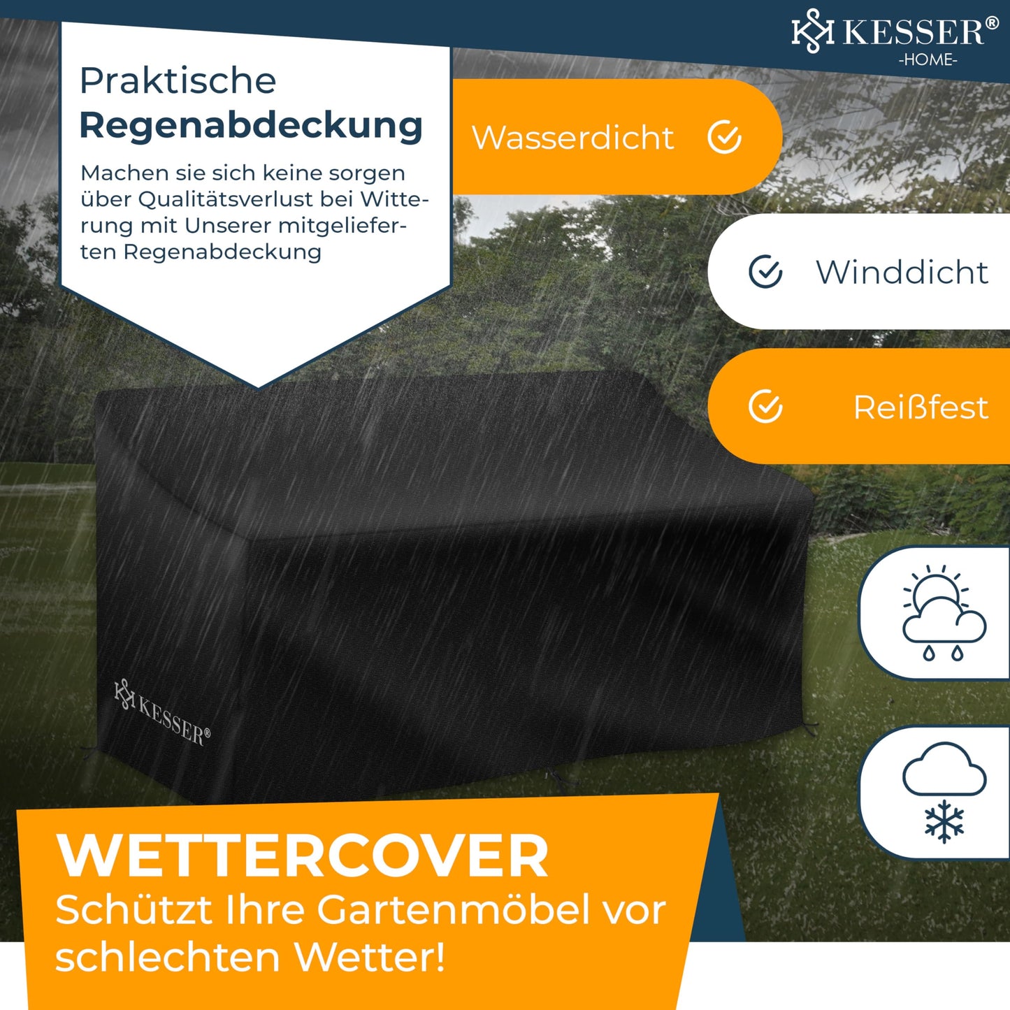 KESSER Rattan Sitzbank mit Ablage, 2-Sitzer Anthrazit