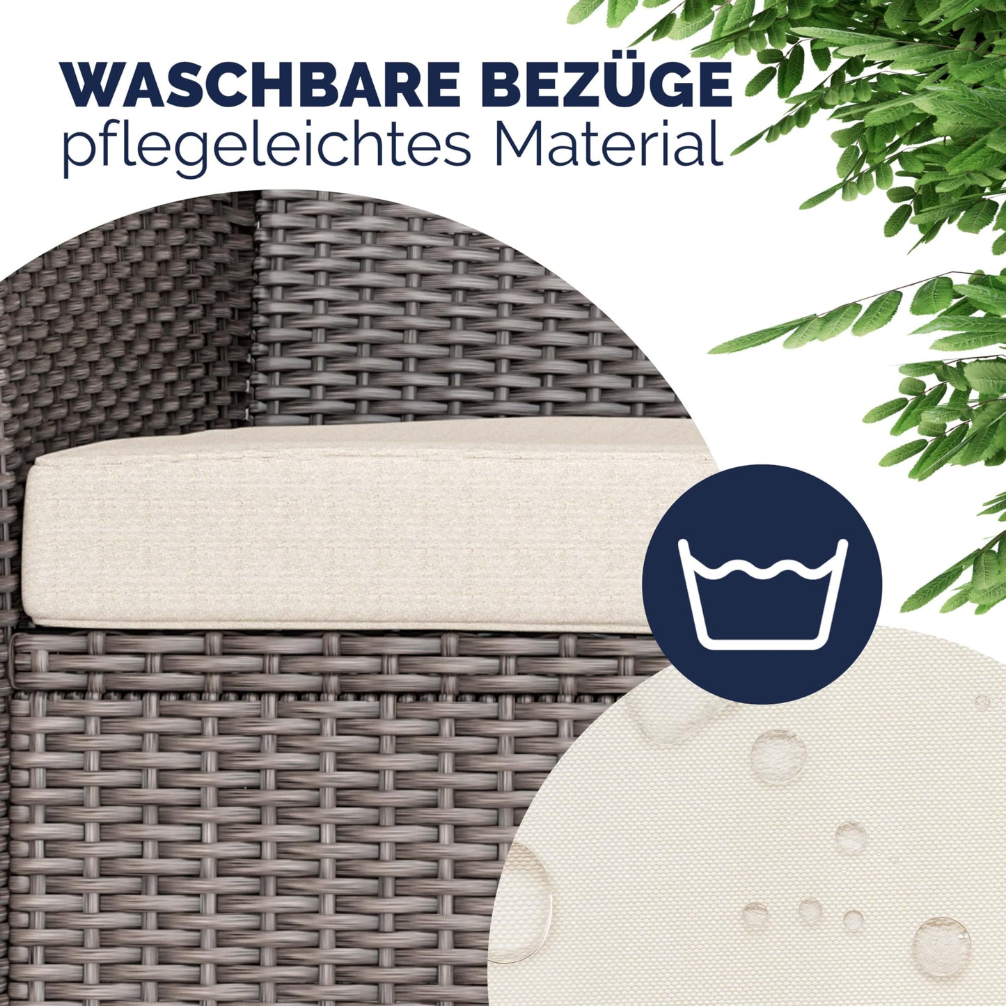 Casaria Garten Balkon Bank UV-beständig Creme
